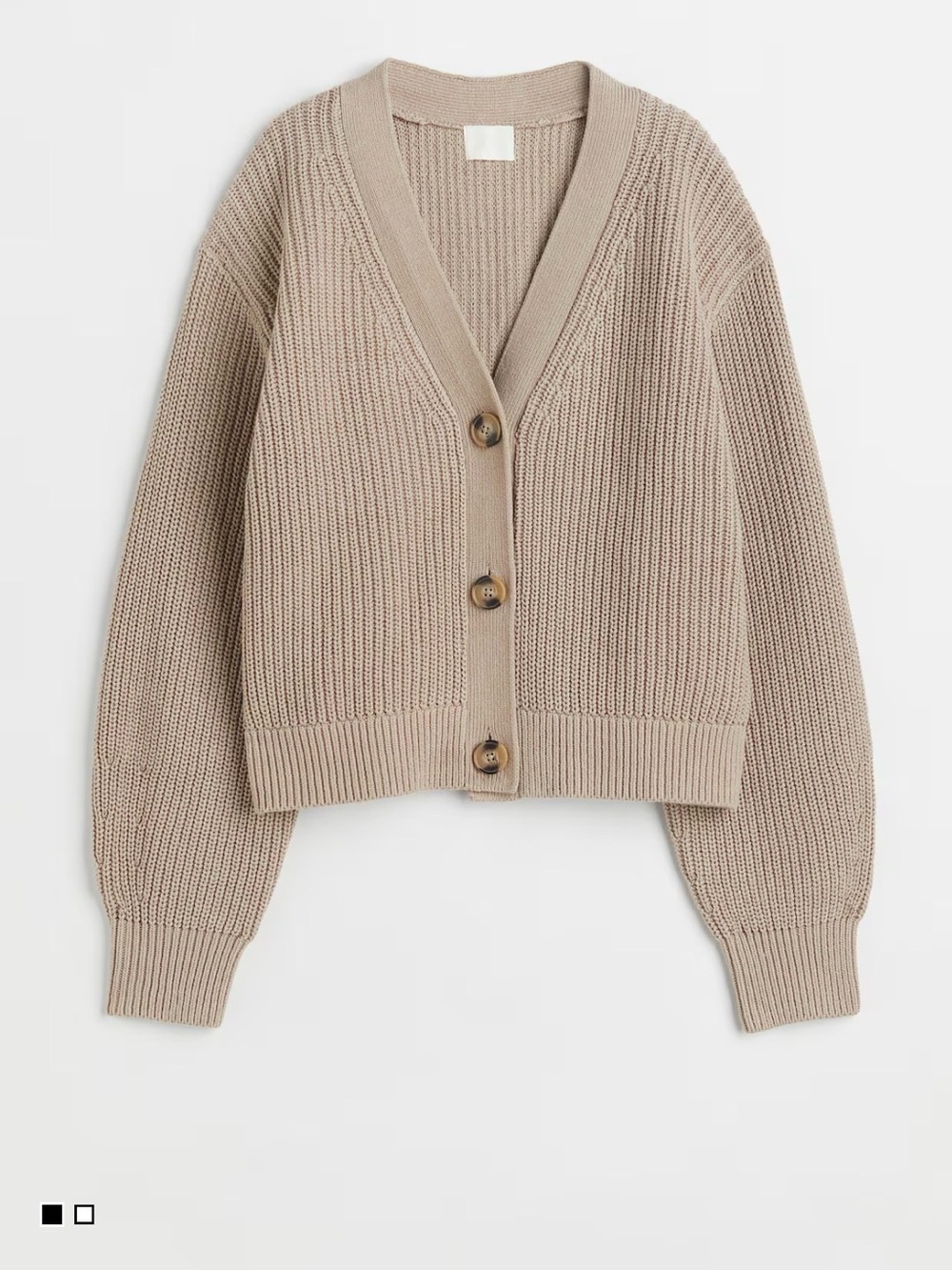 H&M Chunky V-Neck Cardigan in Taupe/Oatmeal